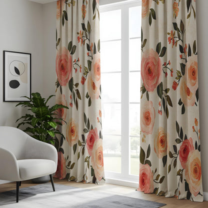 Onay Blush Peony Curtains – Pink Rose Botanical Window Drapes
