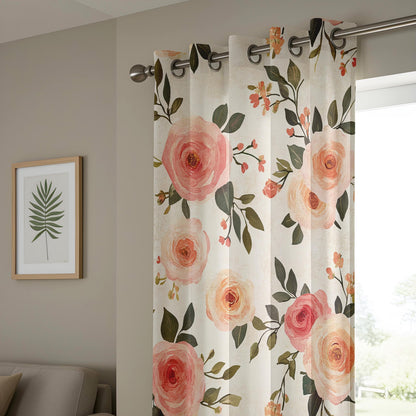 Onay Blush Peony Curtains – Pink Rose Botanical Window Drapes