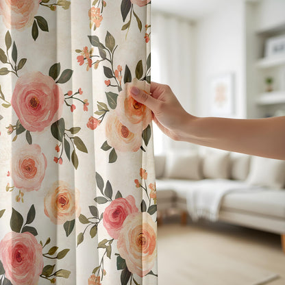 Onay Blush Peony Curtains – Pink Rose Botanical Window Drapes
