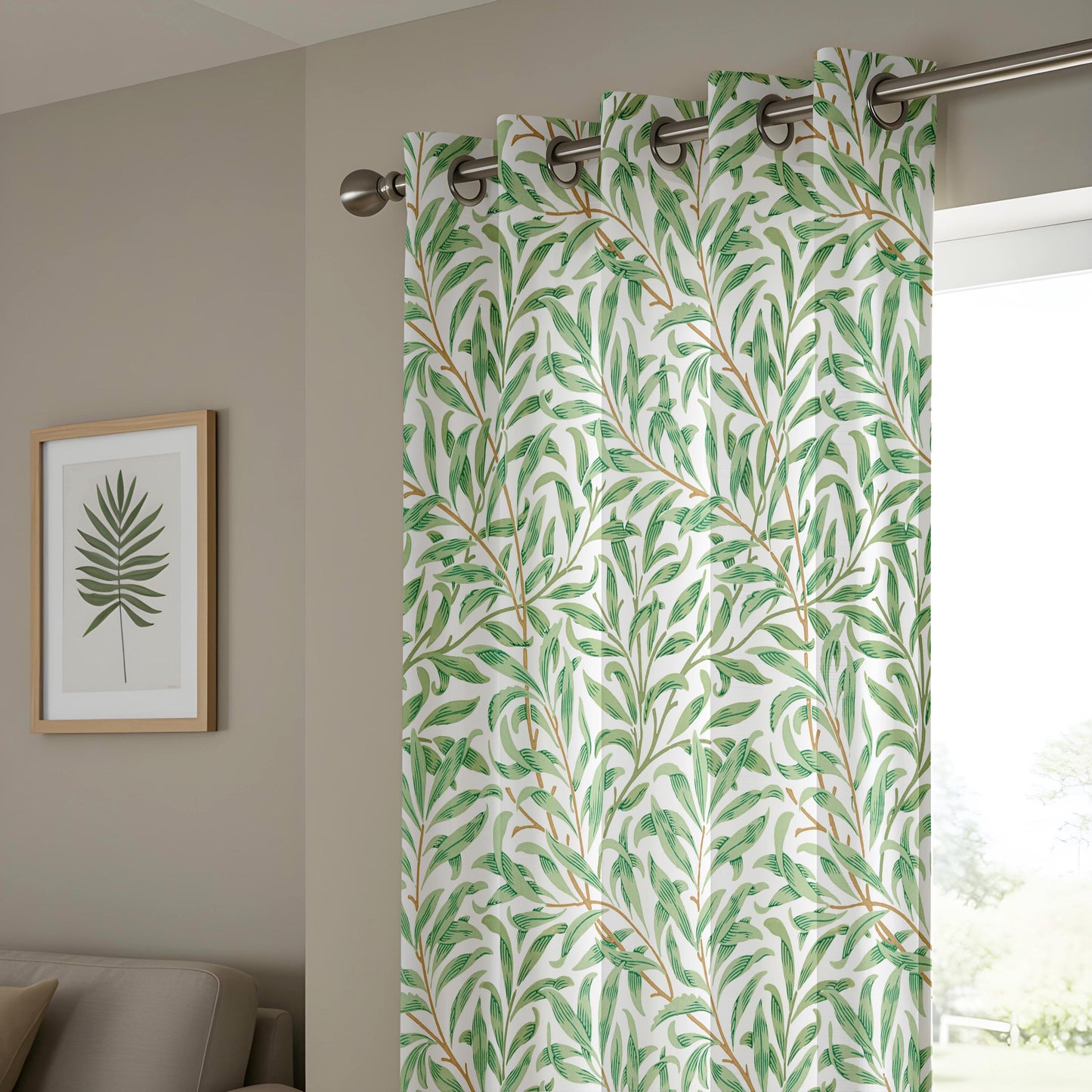 Onay Green Willow Leaf Curtains – Tropical Botanical Window Drapes