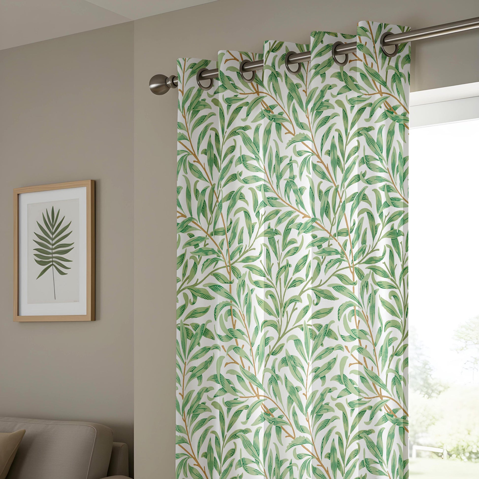 Onay Green Willow Leaf Curtains – Tropical Botanical Window Drapes