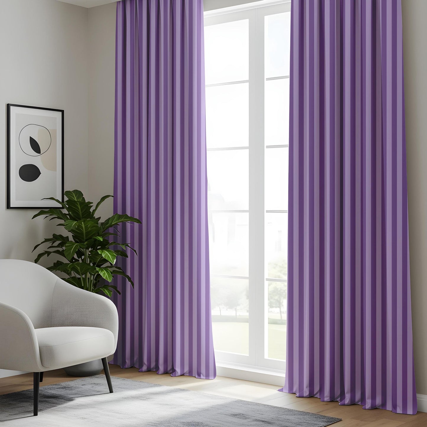 Onay Purple Striped Eyelet Curtains – Tone-on-Tone Lavender Drapes