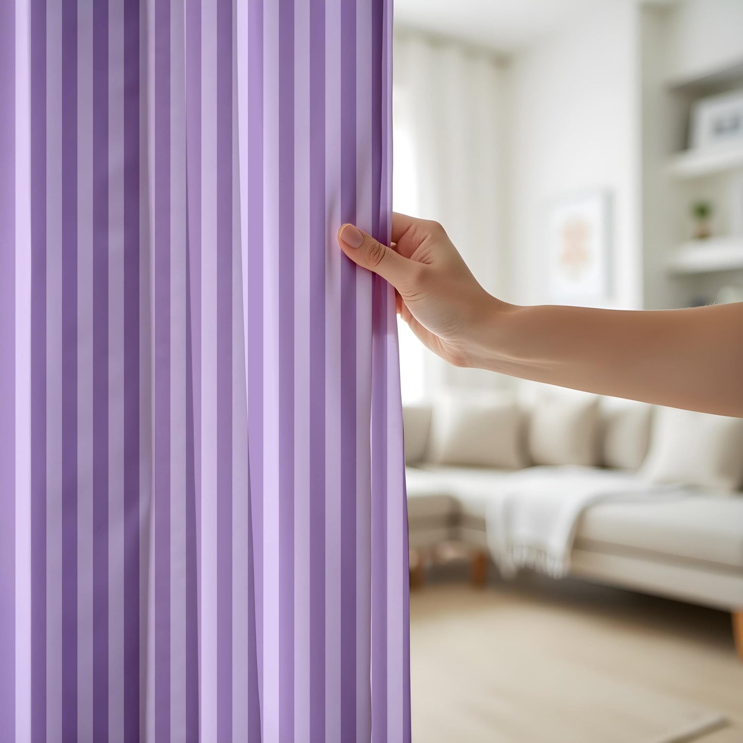 Onay Purple Striped Eyelet Curtains – Tone-on-Tone Lavender Drapes
