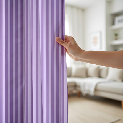 Onay Purple Striped Eyelet Curtains – Tone-on-Tone Lavender Drapes