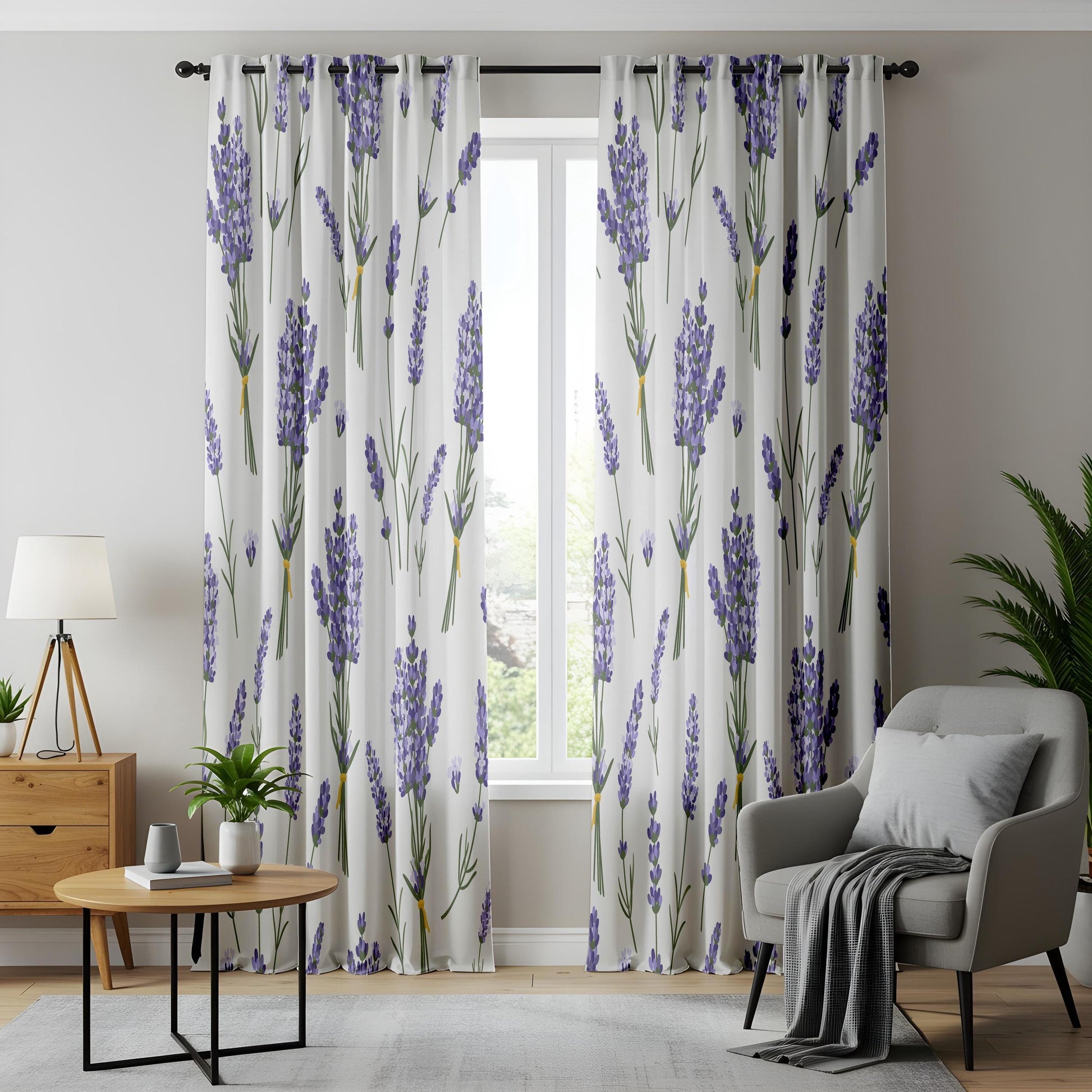 Onay Lavender Floral Eyelet Curtains – Botanical Bedroom Drapes