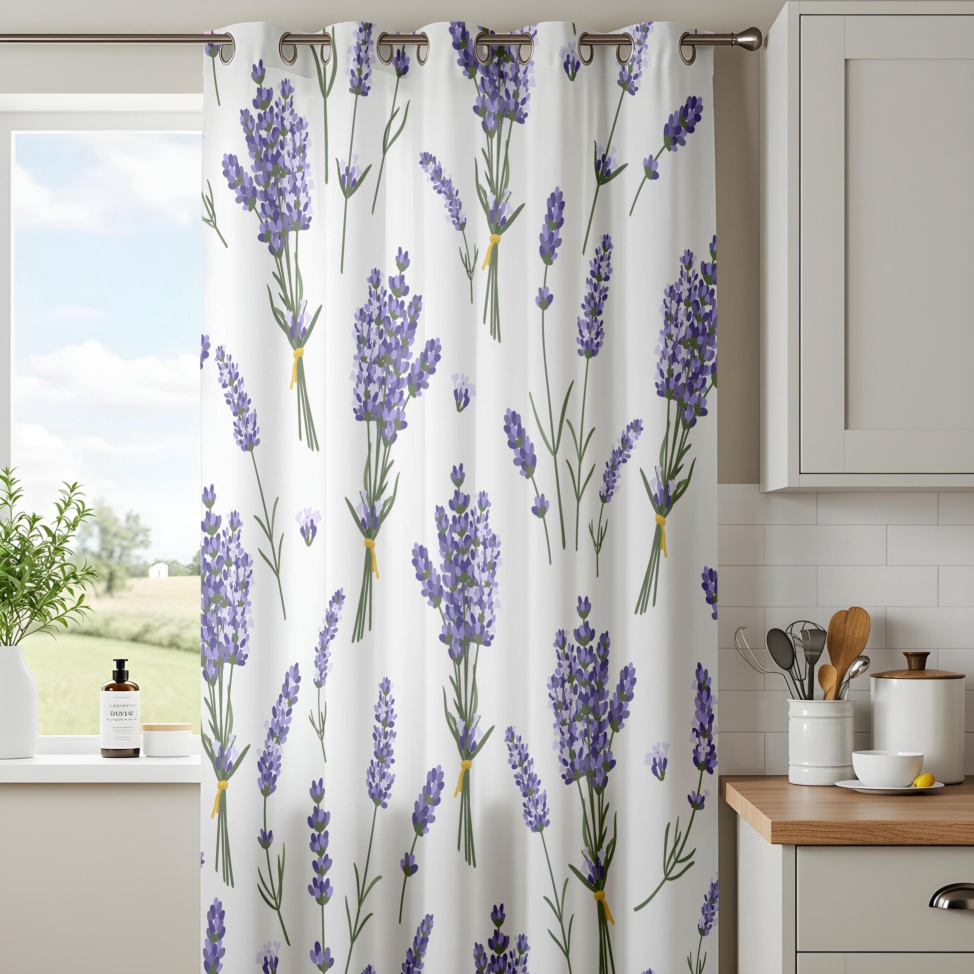 Onay Lavender Floral Eyelet Curtains – Botanical Bedroom Drapes