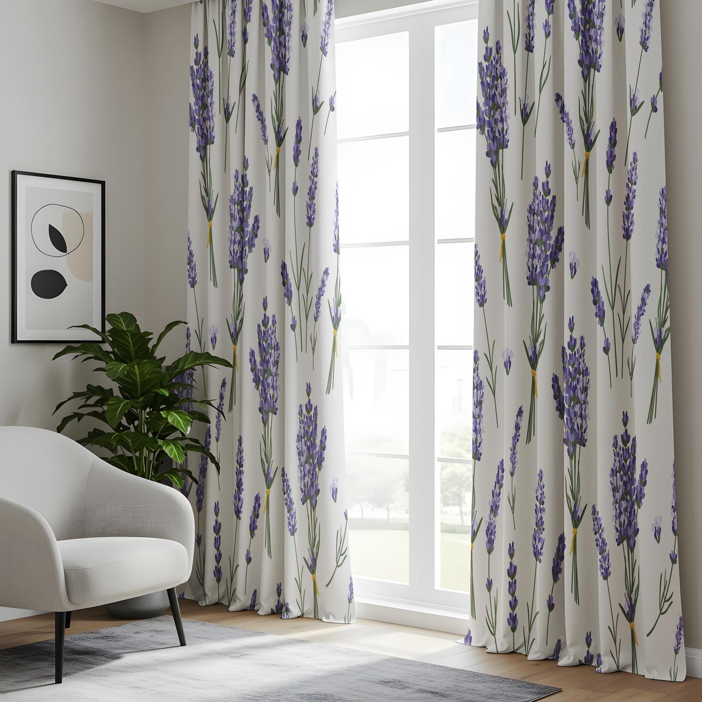 Onay Lavender Floral Eyelet Curtains – Botanical Bedroom Drapes