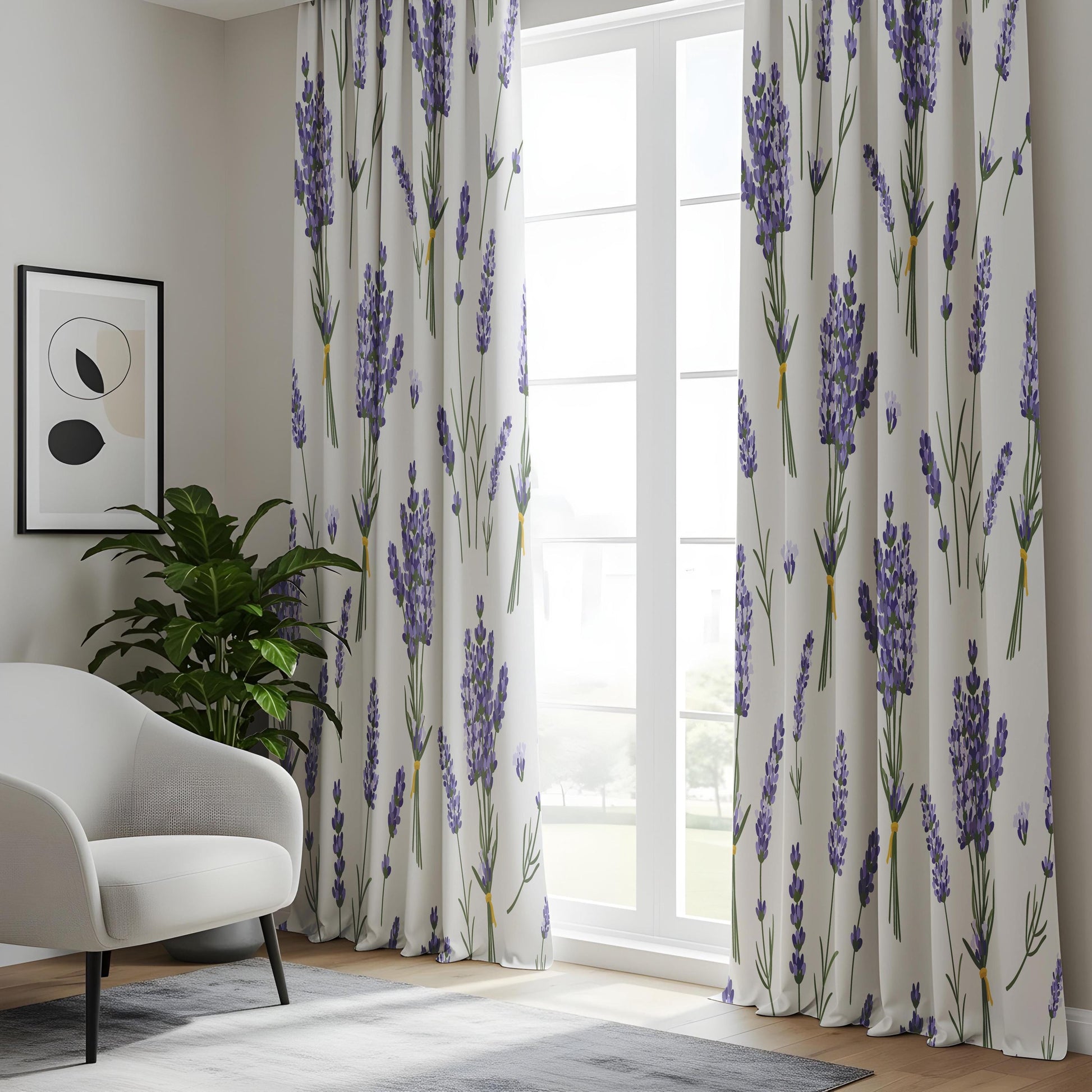 Onay Lavender Floral Eyelet Curtains – Botanical Bedroom Drapes