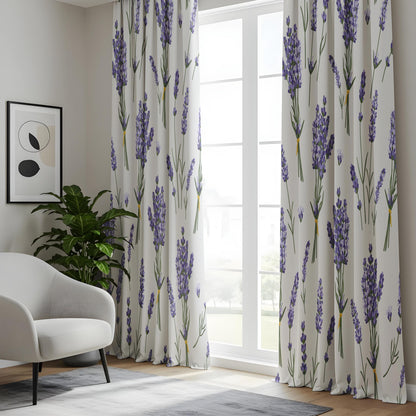 Onay Lavender Floral Eyelet Curtains – Botanical Bedroom Drapes