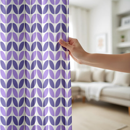Onay Purple Geometric Eyelet Curtains – Violet Mid Century Oval Drapes