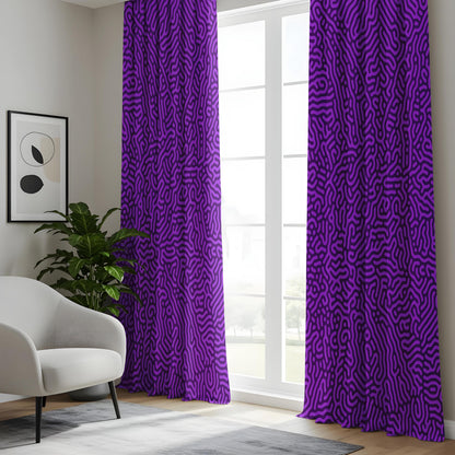 Onay Purple Abstract Eyelet Curtains – Violet Maze Pattern