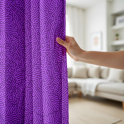 Onay Purple Abstract Eyelet Curtains – Violet Maze Pattern