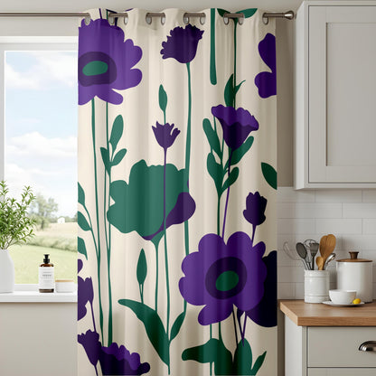 Onay Purple Floral Eyelet Curtains – Bold Poppy Maximalist Drapes