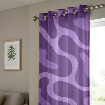 Onay Purple Abstract Swirl Eyelet Curtains – Violet Wave Drapes