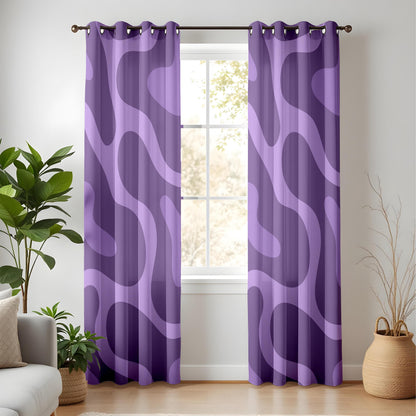 Onay Purple Abstract Swirl Eyelet Curtains – Violet Wave Drapes