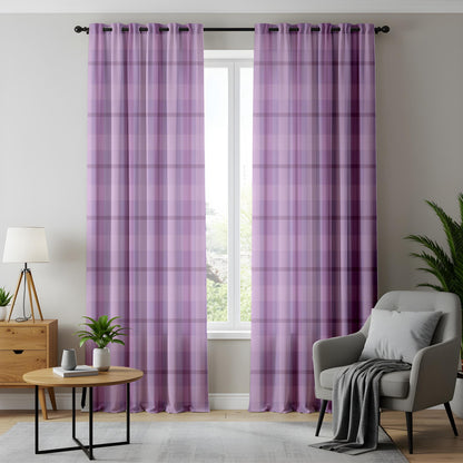 Onay Lavender Plaid Eyelet Curtains – Purple Tartan Lined Drapes
