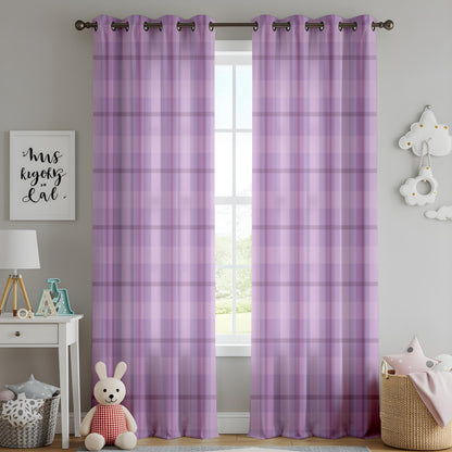 Onay Lavender Plaid Eyelet Curtains – Purple Tartan Lined Drapes