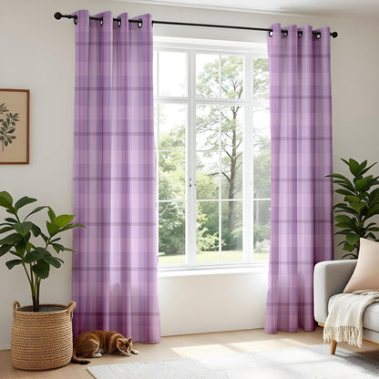 Onay Lavender Plaid Eyelet Curtains – Purple Tartan Lined Drapes