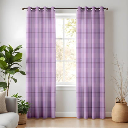 Onay Lavender Plaid Eyelet Curtains – Purple Tartan Lined Drapes