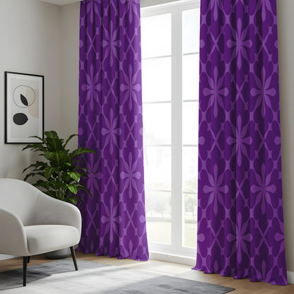 Onay Purple Geometric Eyelet Curtains – Violet Quatrefoil Drapes
