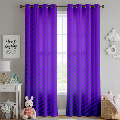 Onay Purple Diagonal Stripe Eyelet Curtains – Violet Bold Lined Drapes
