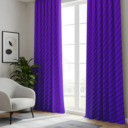 Onay Purple Diagonal Stripe Eyelet Curtains – Violet Bold Lined Drapes