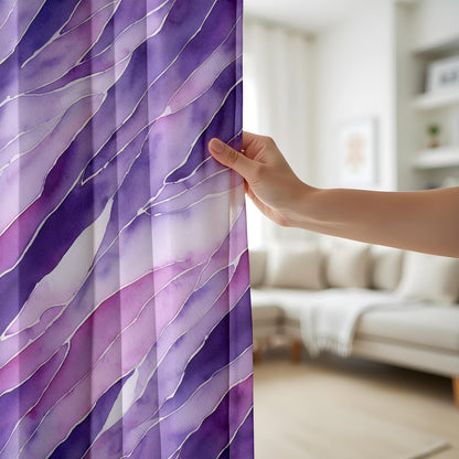 Purple Watercolor Curtains, Abstract Violet Wave Drapes, Made to Measure