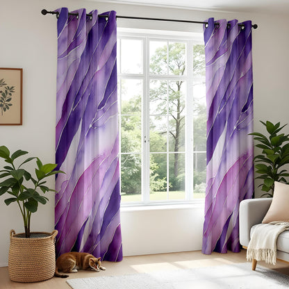 Purple Watercolor Curtains, Abstract Violet Wave Drapes, Made to Measure