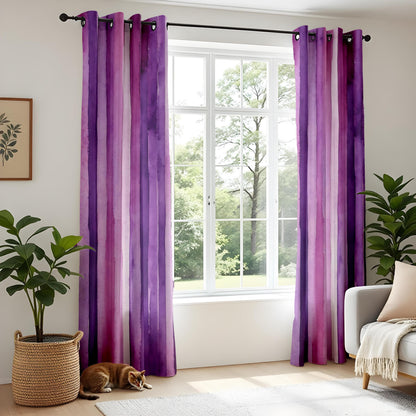 Onay Purple Ombre Stripe Eyelet Curtains – Mauve Watercolor Drapes
