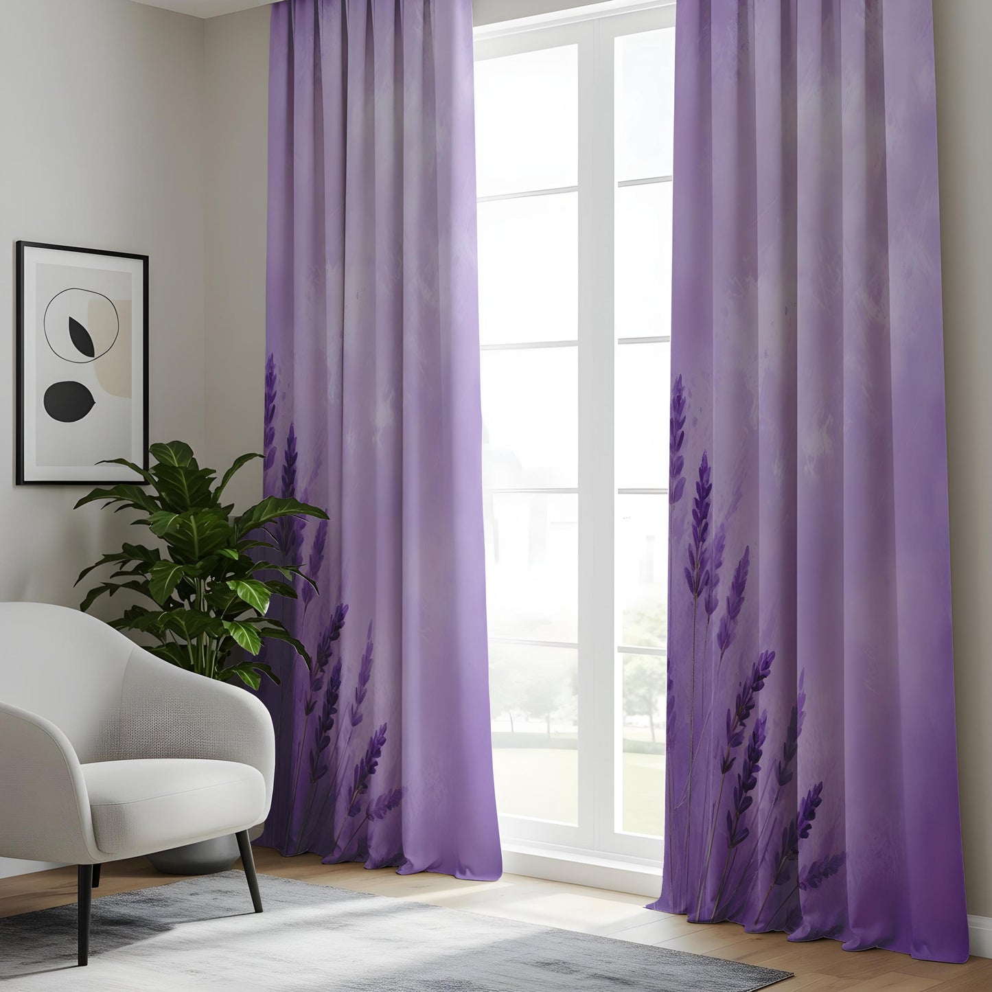 Onay Lavender Ombre Botanical Curtains – Purple Gradient Eyelet Drapes