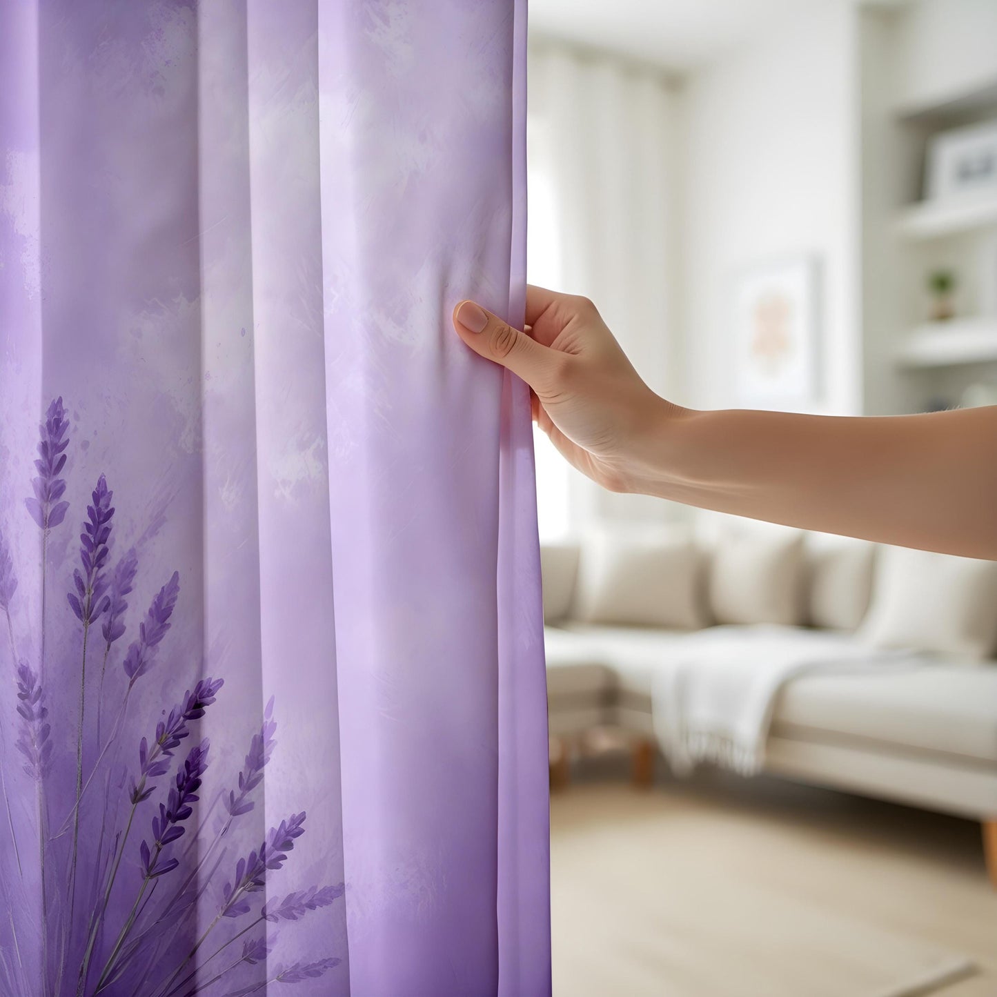 Onay Lavender Ombre Botanical Curtains – Purple Gradient Eyelet Drapes
