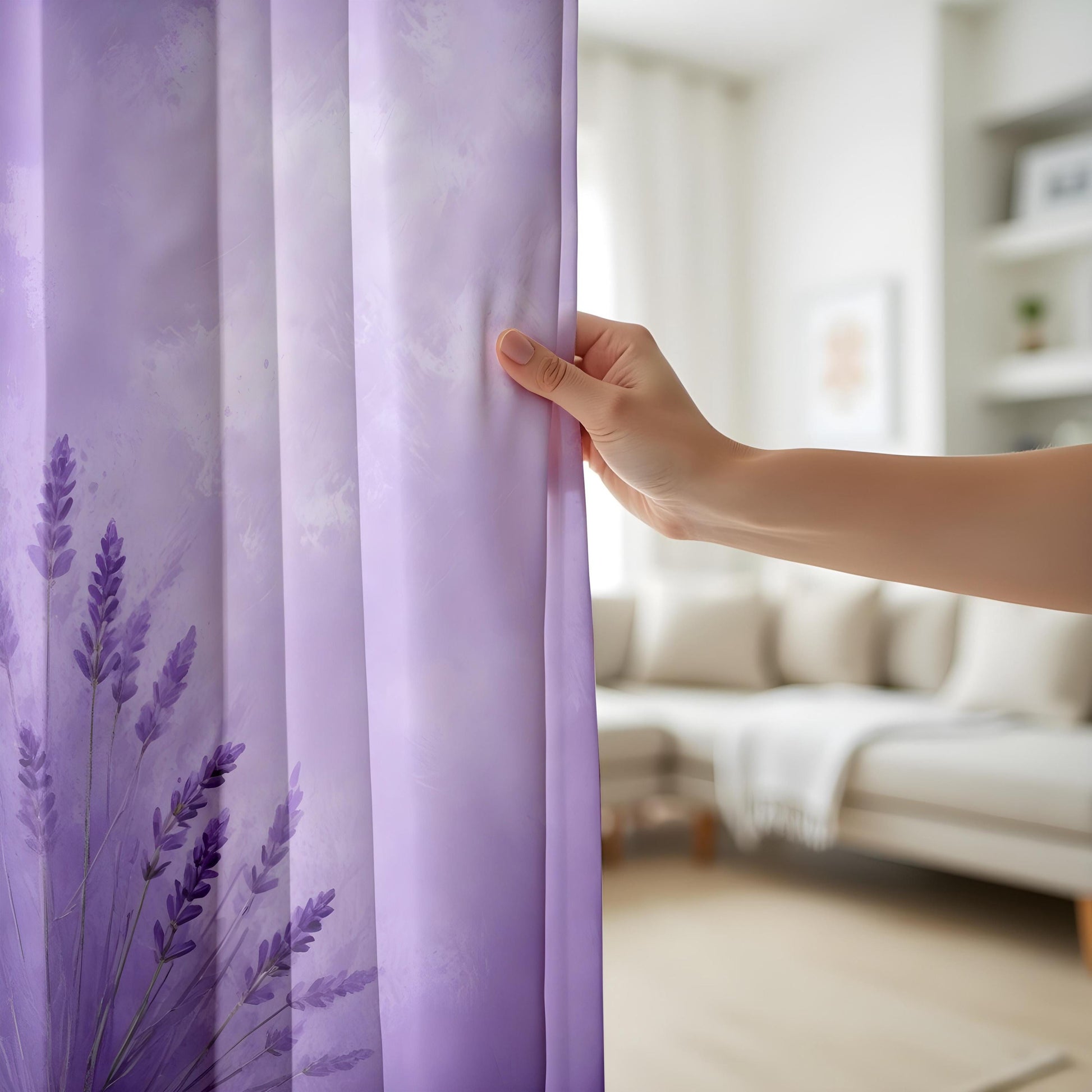 Onay Lavender Ombre Botanical Curtains – Purple Gradient Eyelet Drapes