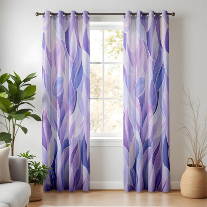 Onay Purple Botanical Watercolor Leaf Curtains