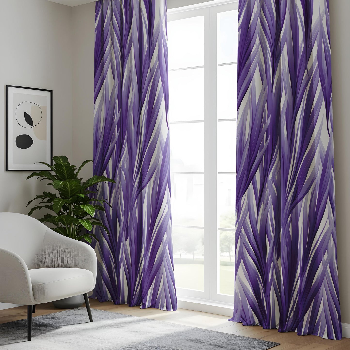 Onay Purple Tropical Leaf Eyelet Curtains – Botanical Drapes