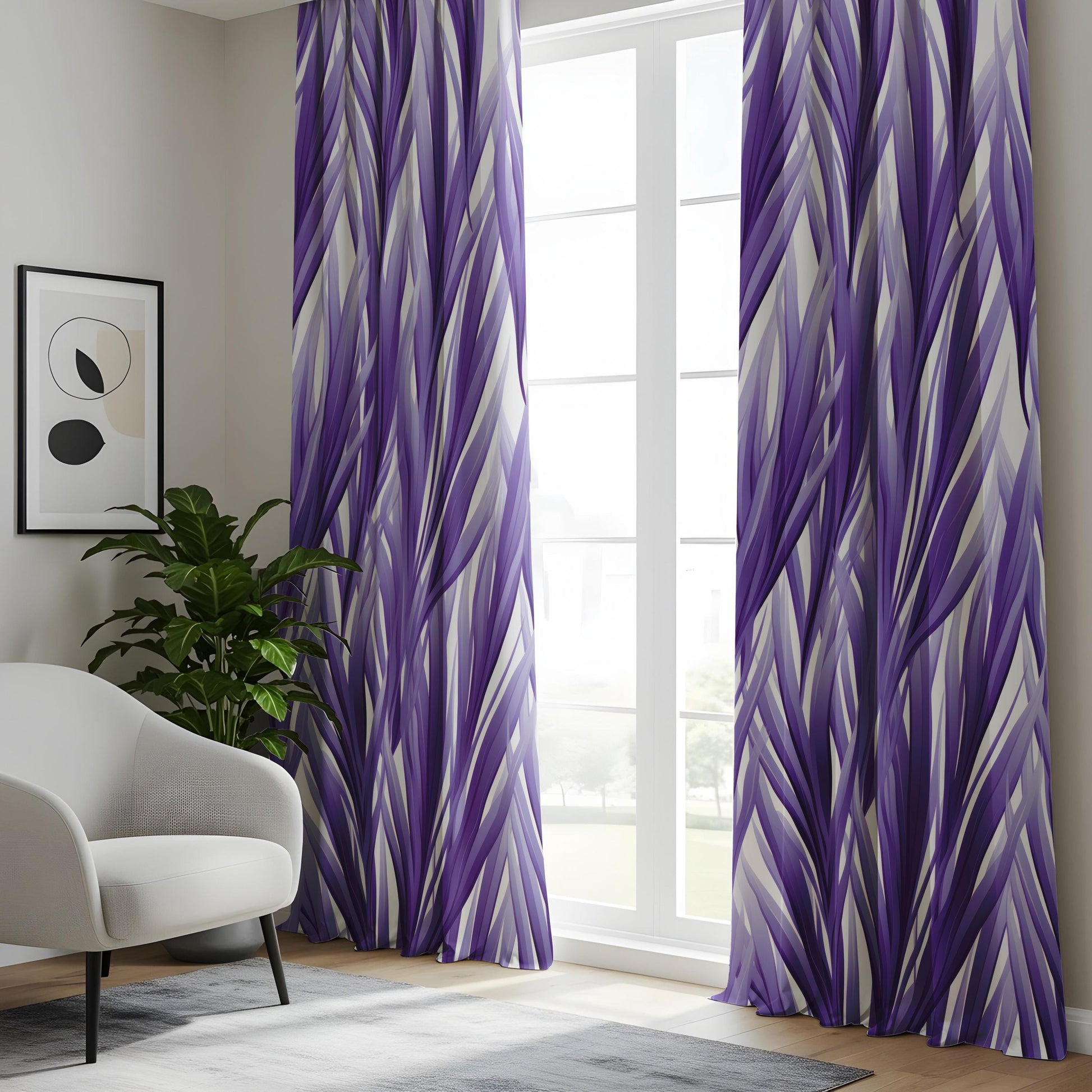 Onay Purple Tropical Leaf Eyelet Curtains – Botanical Drapes