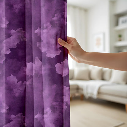 Onay Purple Abstract Cloud Eyelet Curtains – Violet Watercolor Lined Drapes