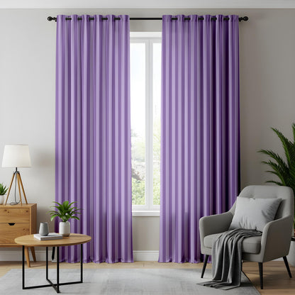 Onay Purple Striped Eyelet Curtains – Tone-on-Tone Lavender Drapes