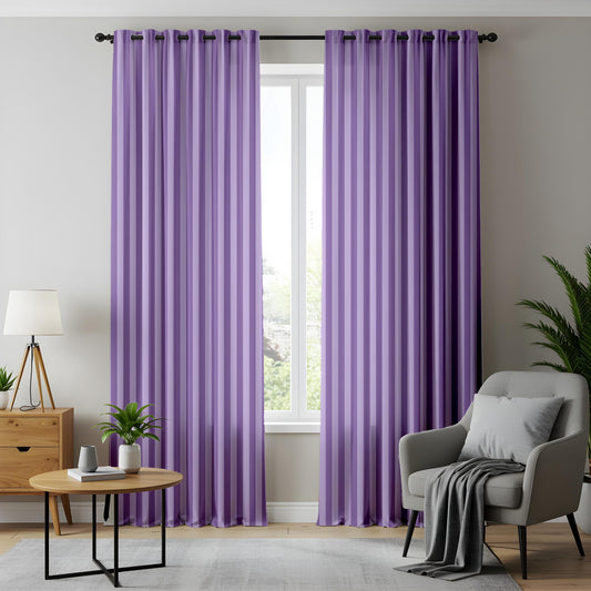 Onay Purple Striped Eyelet Curtains – Tone-on-Tone Lavender Drapes