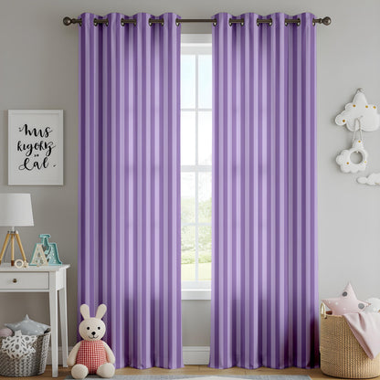 Onay Purple Striped Eyelet Curtains – Tone-on-Tone Lavender Drapes