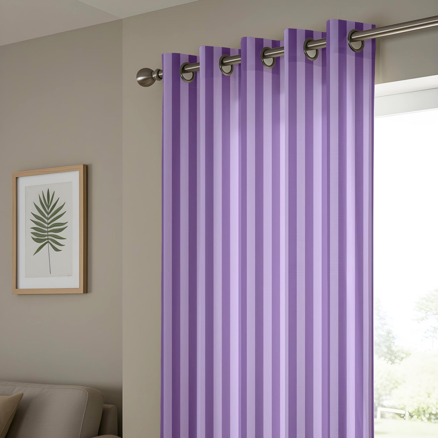 Onay Purple Striped Eyelet Curtains – Tone-on-Tone Lavender Drapes