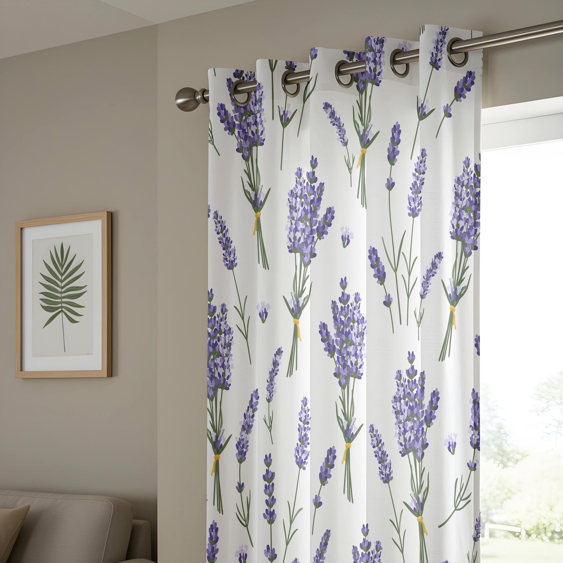 Onay Lavender Floral Eyelet Curtains – Botanical Bedroom Drapes