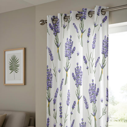 Onay Lavender Floral Eyelet Curtains – Botanical Bedroom Drapes