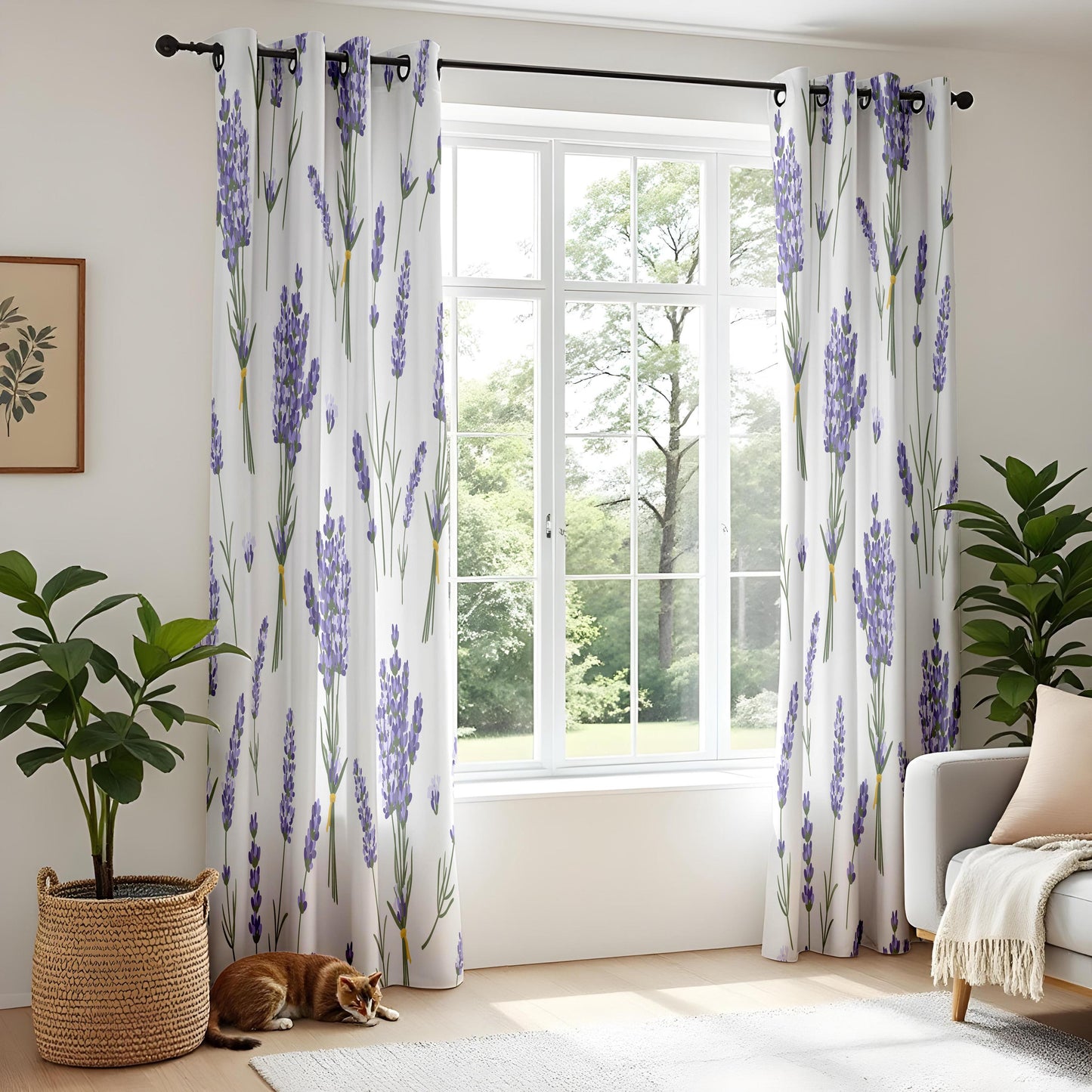 Onay Lavender Floral Eyelet Curtains – Botanical Bedroom Drapes