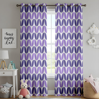 Onay Purple Geometric Eyelet Curtains – Violet Mid Century Oval Drapes