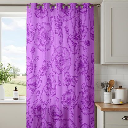 Onay Purple Floral Eyelet Curtains – Violet Peony Baroque Lined Drapes