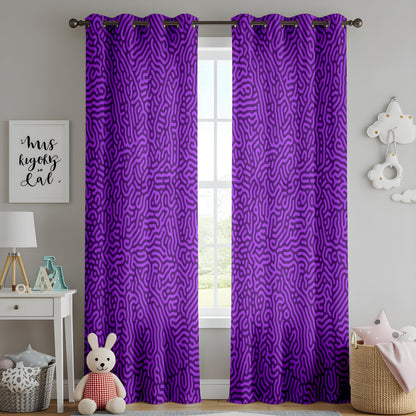 Onay Purple Abstract Eyelet Curtains – Violet Maze Pattern