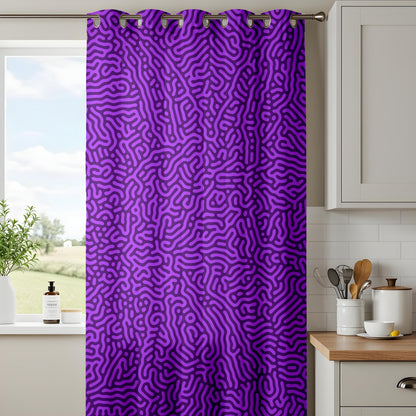 Onay Purple Abstract Eyelet Curtains – Violet Maze Pattern