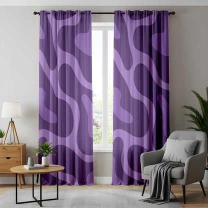 Onay Purple Abstract Swirl Eyelet Curtains – Violet Wave Drapes