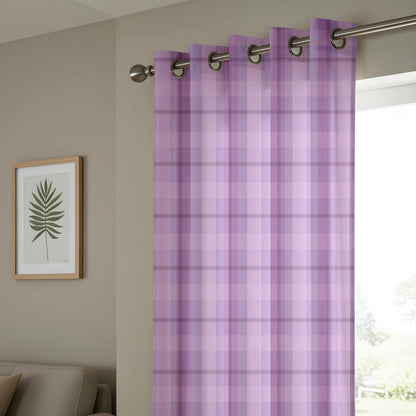 Onay Lavender Plaid Eyelet Curtains – Purple Tartan Lined Drapes