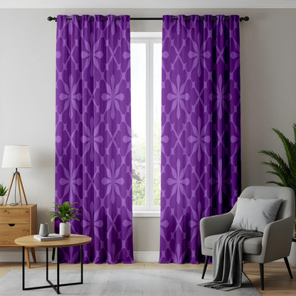 Onay Purple Geometric Eyelet Curtains – Violet Quatrefoil Drapes